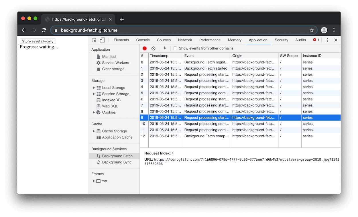 پنجرهی واکشی پسزمینه.