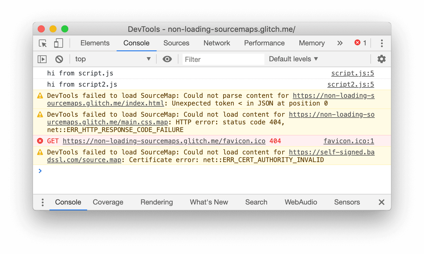 Ошибка загрузки исходной карты в консоли