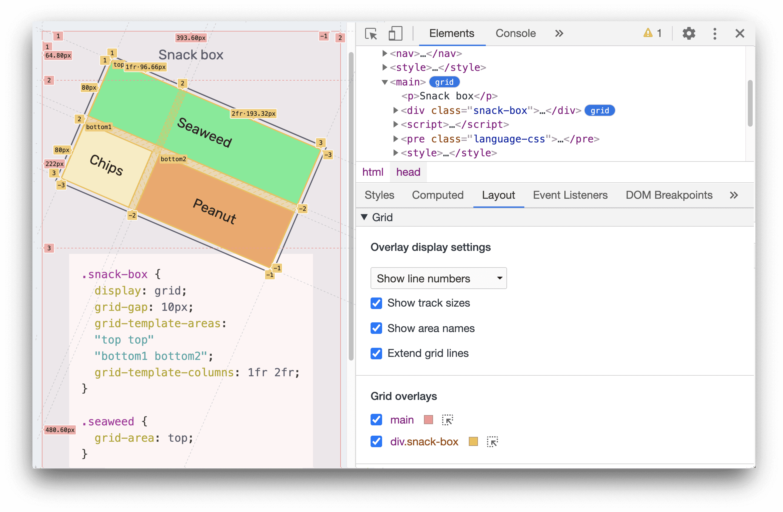 Proses debug petak CSS