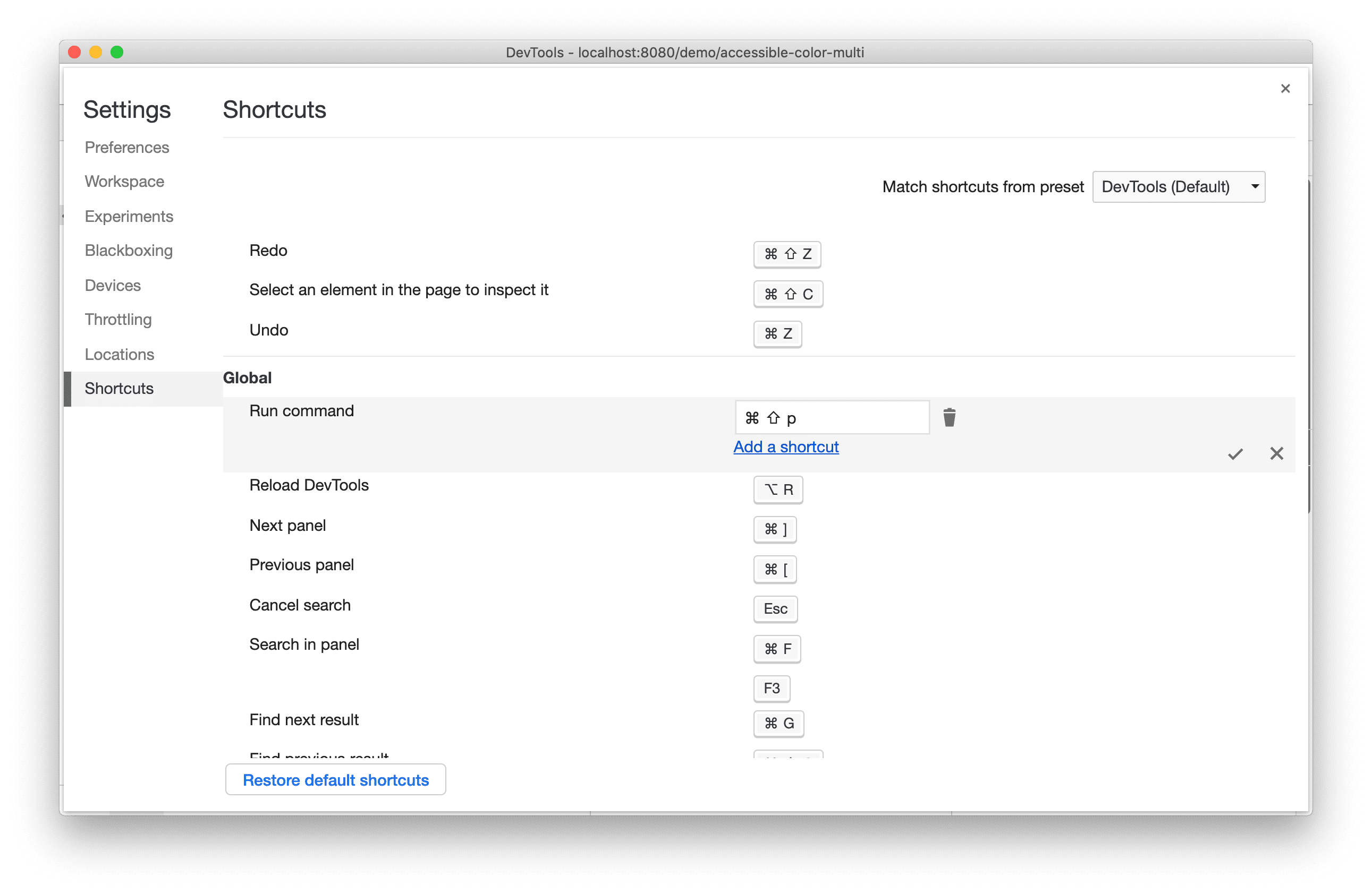 Menyesuaikan pintasan keyboard