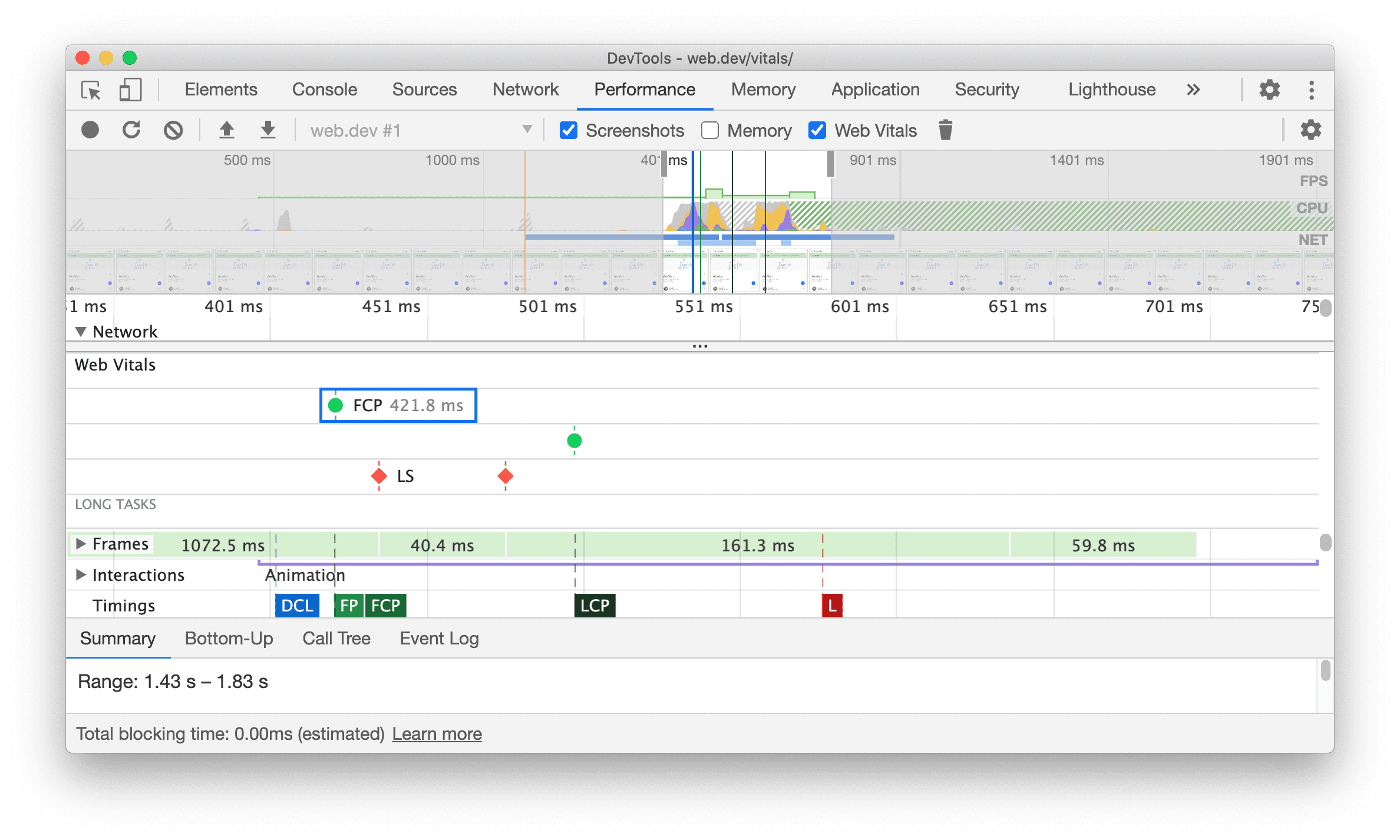 ช่องทาง Web Vitals