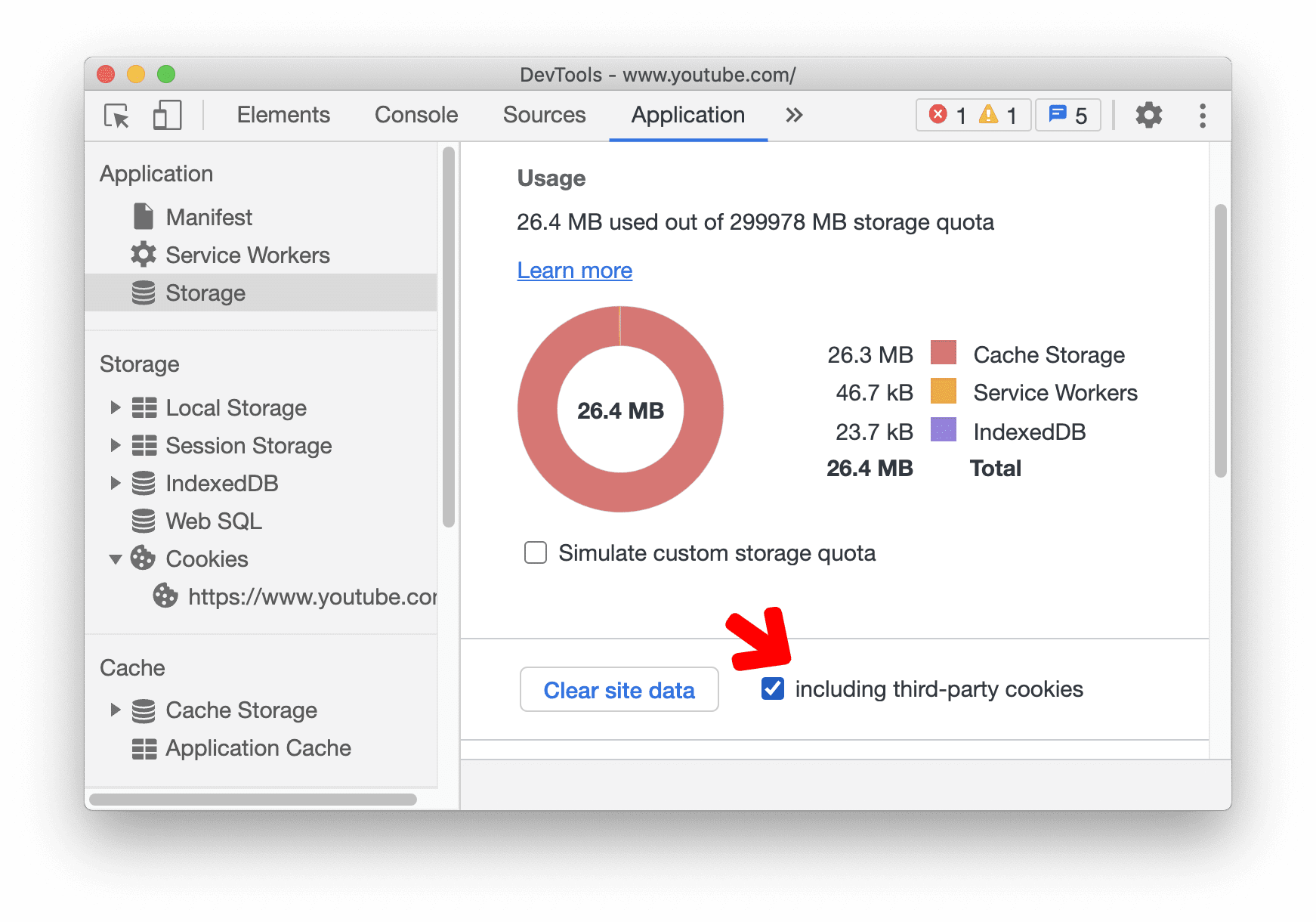 Option permettant d&#39;effacer les cookies tiers