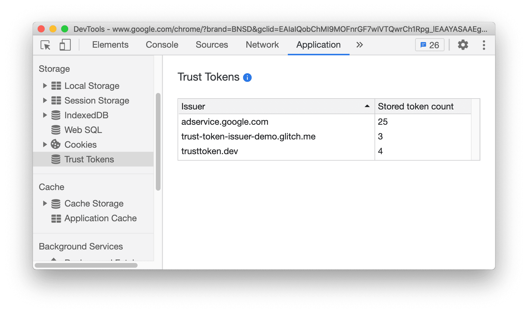 Panel Trust Tokens baru