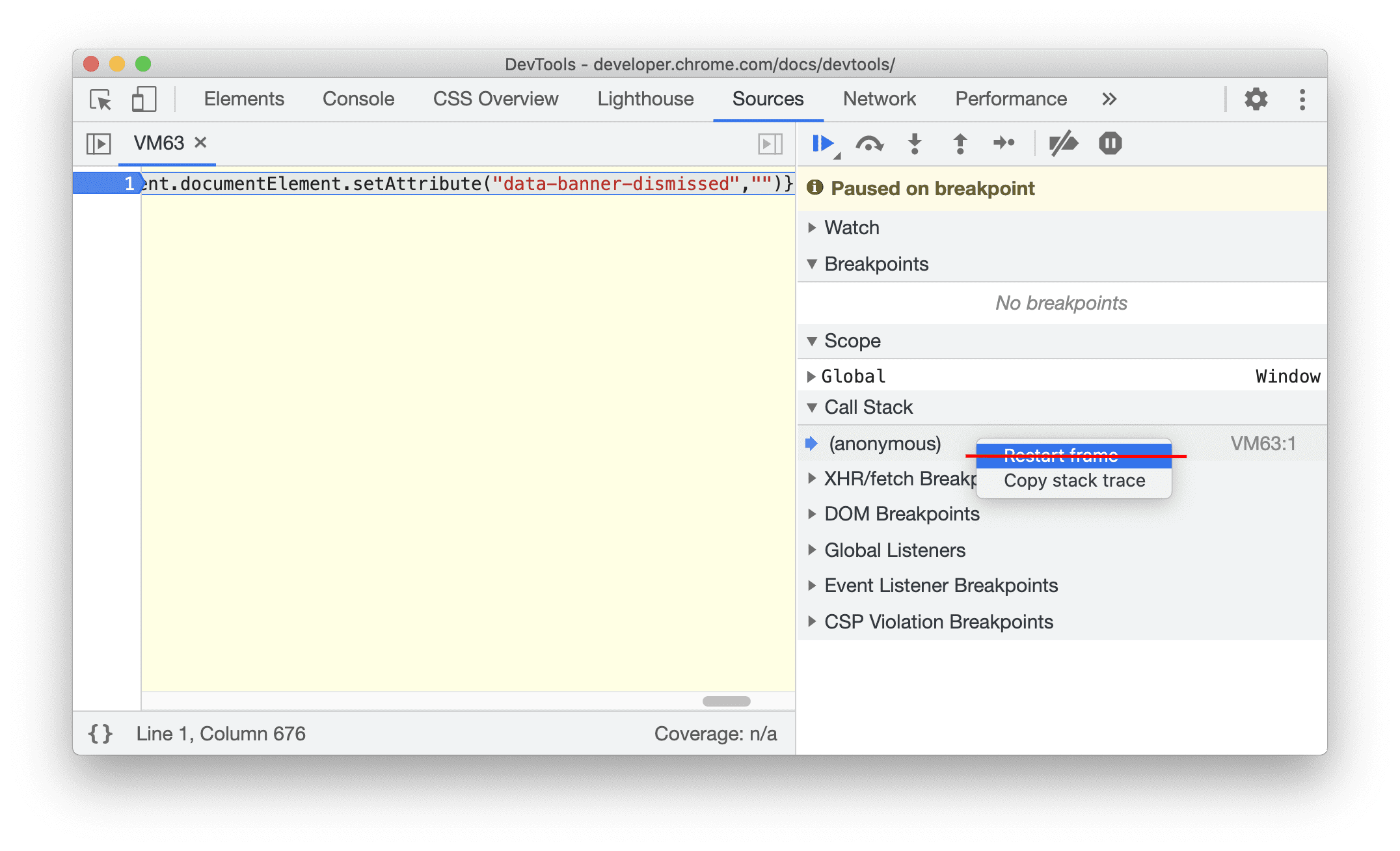 منوی زمینه فریم راهاندازی مجدد منسوخ شده