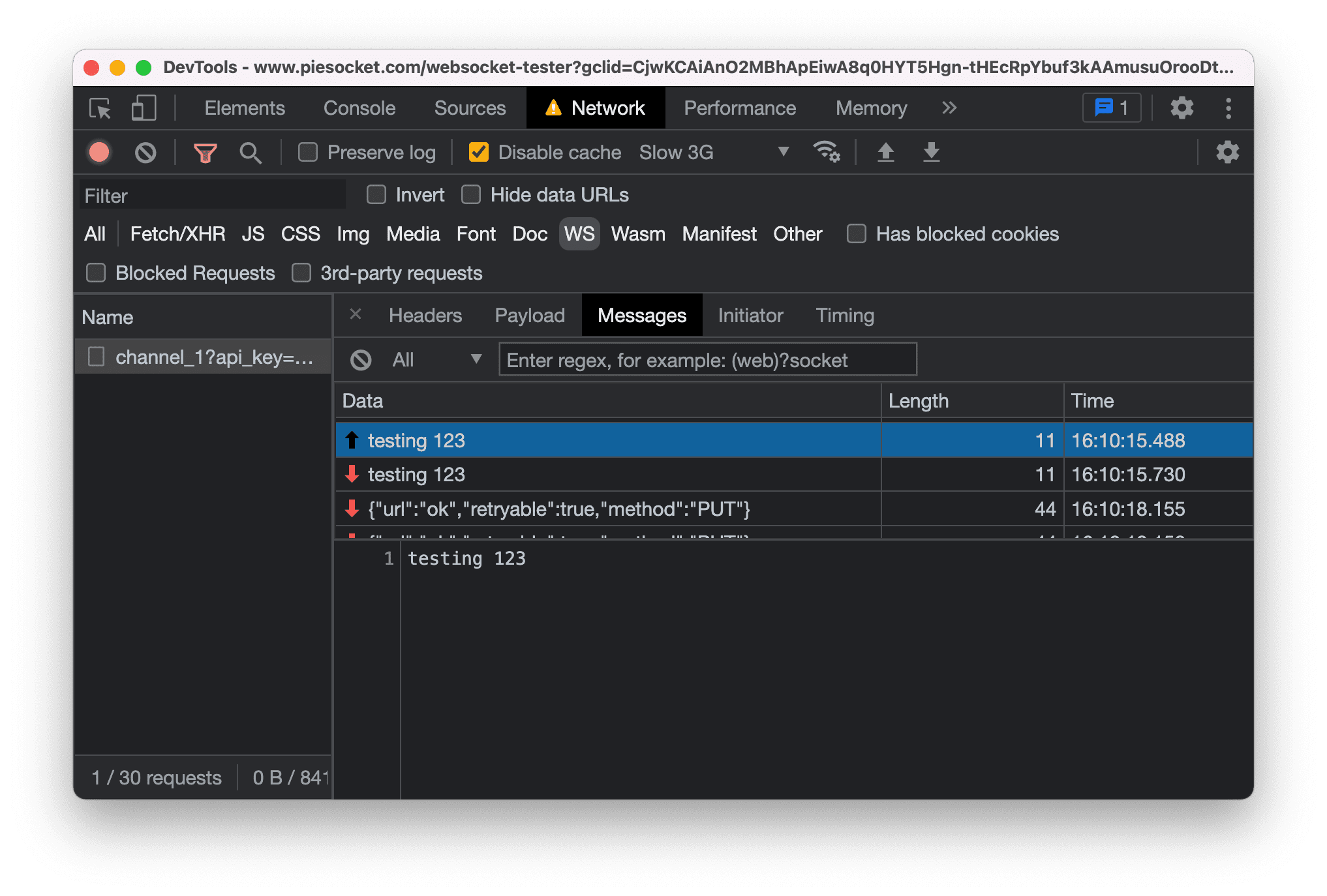 การจำกัดคำขอ WebSocket