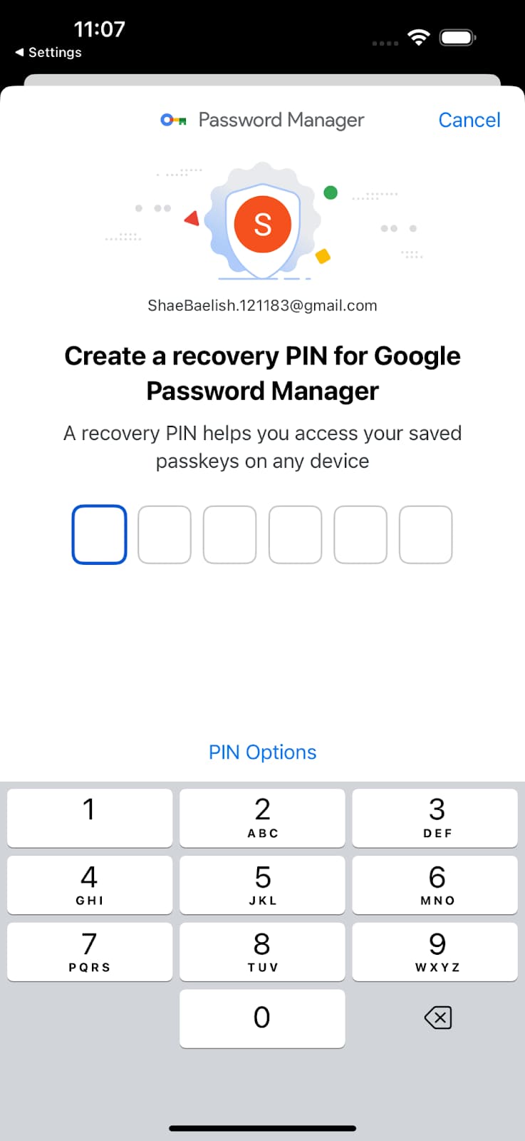 Kullanıcı iOS'te ilk geçiş anahtarını GPM'ye kaydederken GPM PIN'i oluşturması istenir.