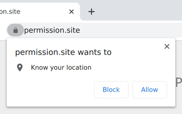 Mensaje de permiso de ubicación geográfica de Chrome