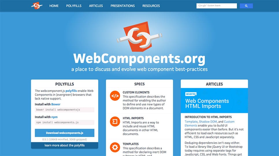 نقل مكونات الpolyfill إلى webcomponents.org