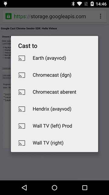 Cast 기기 선택 대화상자