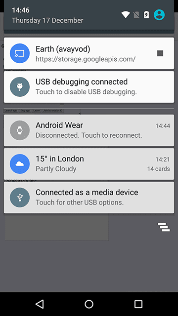 Notificação de interrupção do Google Cast.