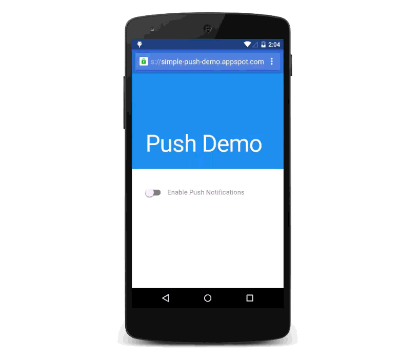 Android के लिए Chrome से भेजे गए पुश मैसेज का उदाहरण.