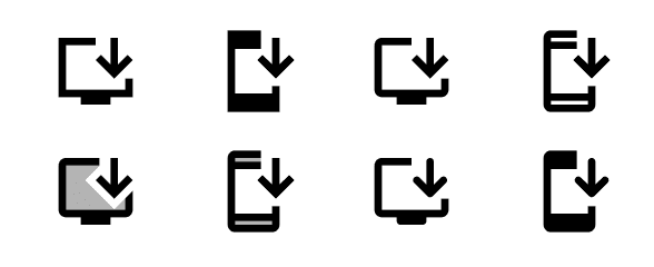 Installiere Symbolvarianten aus dem Material Design-Symbolsatz.