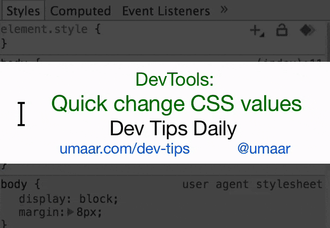 เปลี่ยนค่า CSS อย่างรวดเร็วด้วยแป้นพิมพ์หรือเมาส์วีล