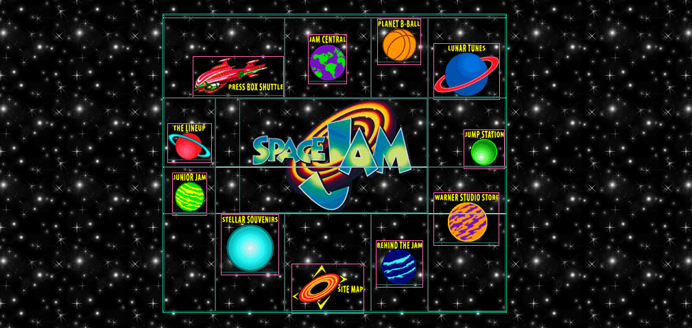 Captura de tela do site do Space Jam