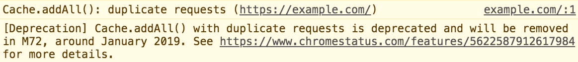 Скриншот предупреждающего сообщения в консоли Chrome