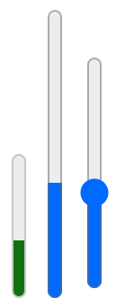 Commandes à faire glisser affichées verticalement de bas en haut.