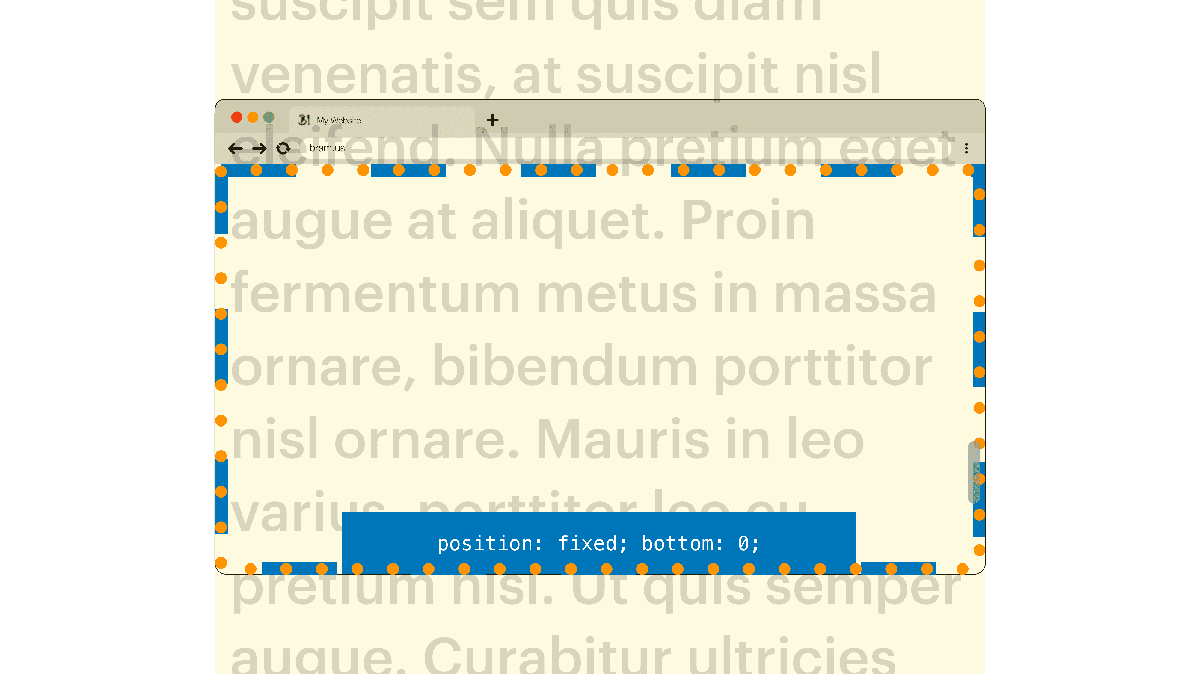 Visualisation de la fenêtre d&#39;affichage visuelle (contour orange).