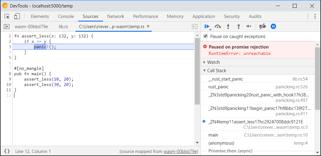 DWARF destekli yeni hata ayıklamanın ekran görüntüsü.
