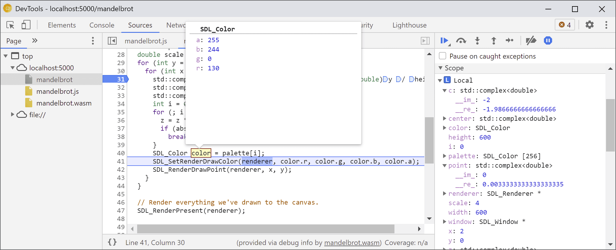 نصائح وعرض النطاق يعرضان قيم &quot;color&quot; و&quot;point&quot; والمتغيّرات الأخرى