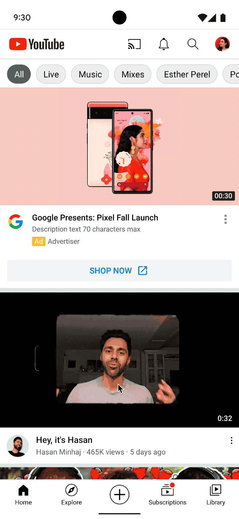 YouTube DirectResponse Ad experience using Partial Custom Tabs.