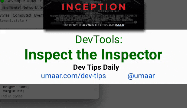 شروع Inspector را با بازرسی DevTools انجام دهید.