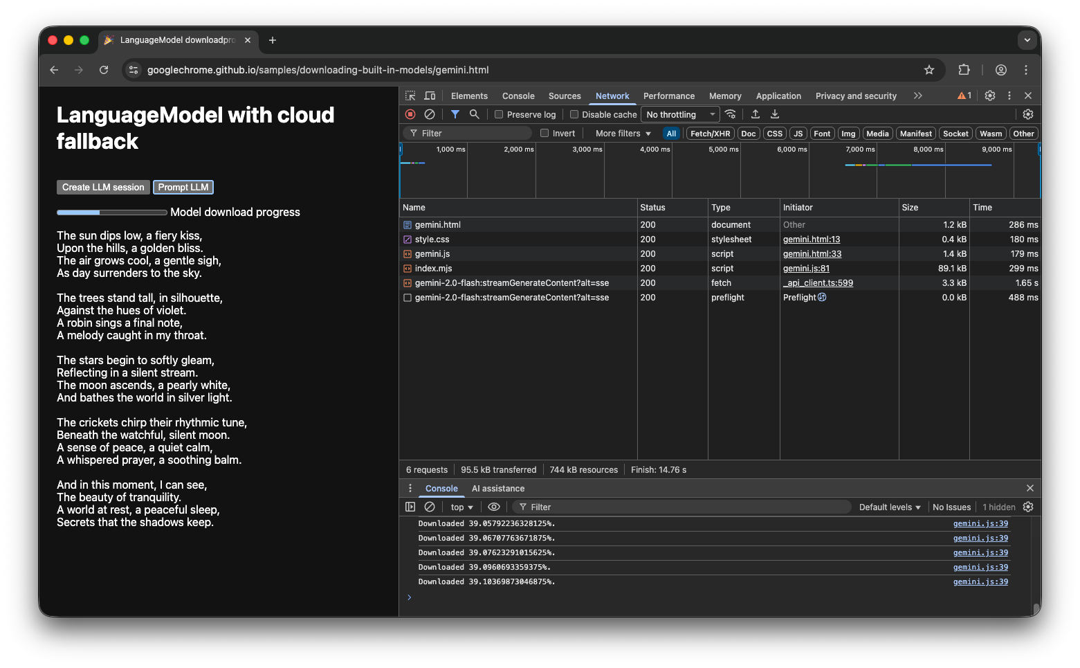 Durante il download del modello integrato, l&#39;app utilizza un modello cloud ed è già utilizzabile.