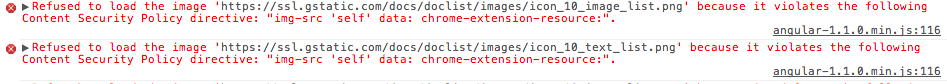 Developer Console&#39;daki CSP hataları