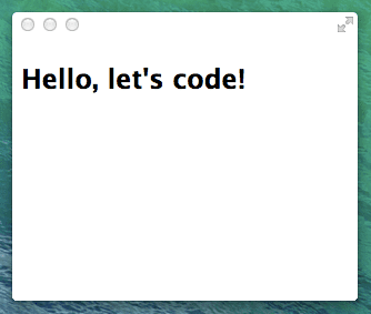 De voltooide Hello World-app na stap 1