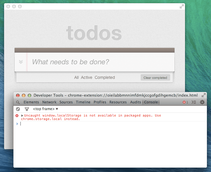 تطبيق Todo يحتوي على خطأ في سجلّ وحدة تحكّم LocalStorage