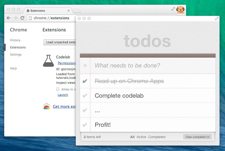 完成した Codelab のスクリーンショット