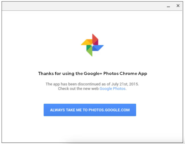 Reemplazo de la app de Chrome para Google Fotos