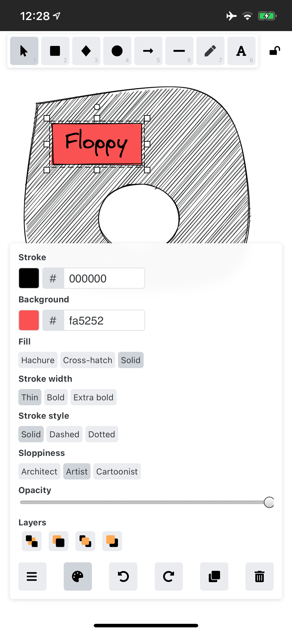 Eine Excalidraw-Zeichnung auf einem iPhone