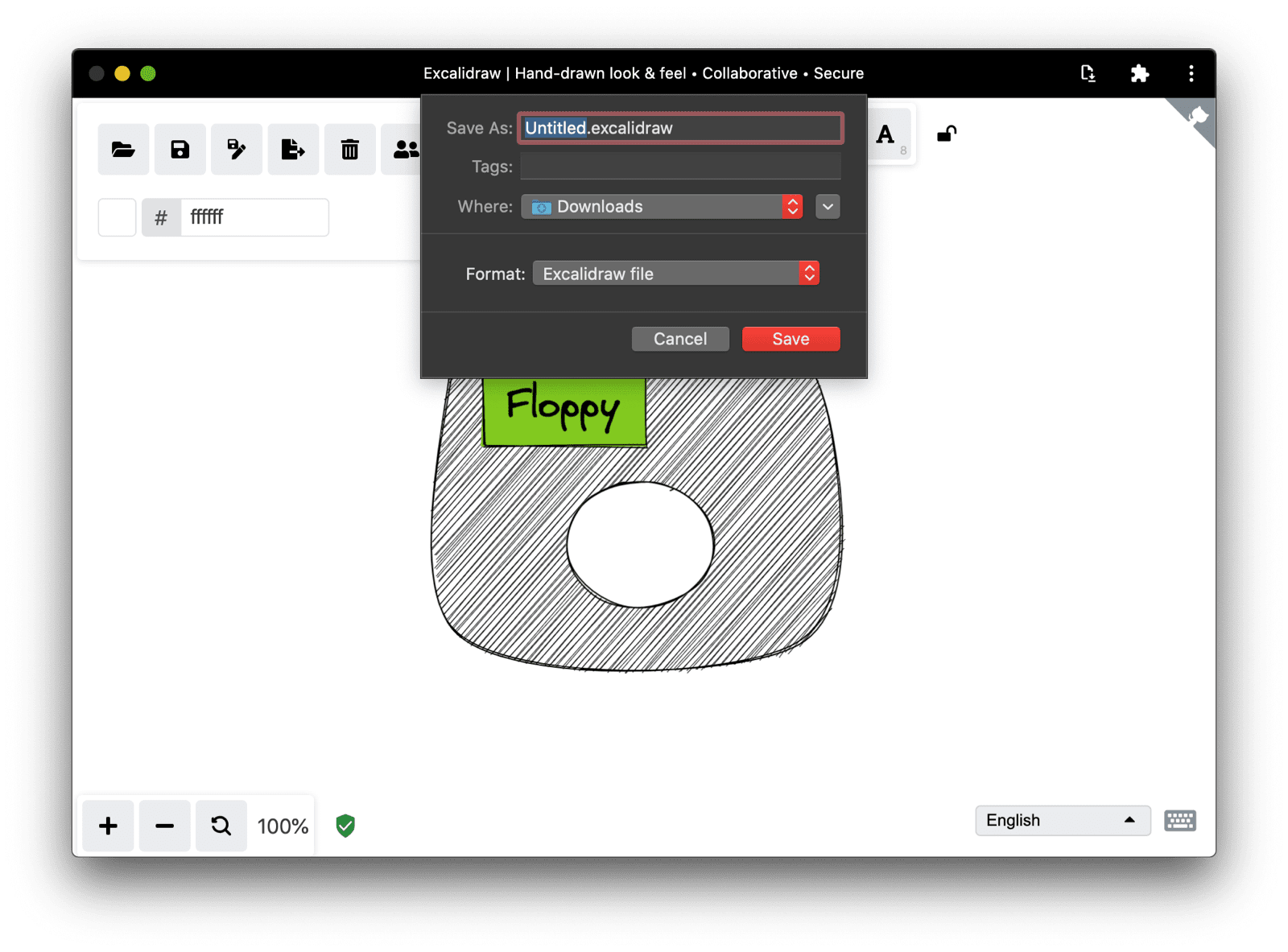 Die Änderungen werden in einer neuen Excalidraw-Zeichnungsdatei gespeichert.