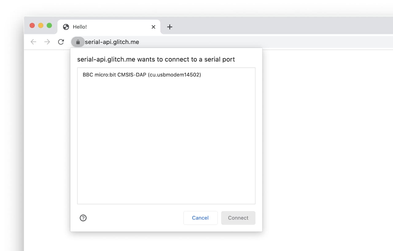 Screenshot perintah port serial di situs