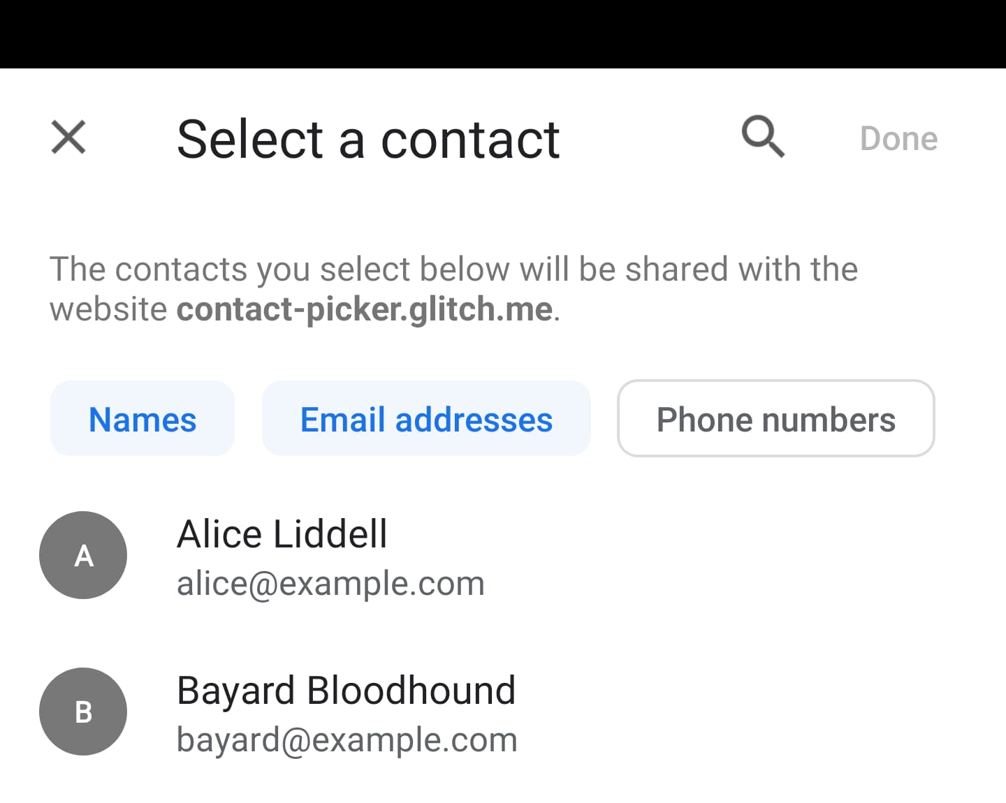 Screenshot: Nutzer können auswählen, welche Properties sie freigeben möchten.
