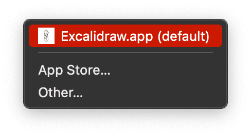 파일을 마우스 오른쪽 버튼으로 클릭할 때 표시되는 컨텍스트 메뉴로, &#39;Open with… Excalidraw&#39;(다음으로 열기… Excalidraw) 항목이 강조 표시되어 있습니다.