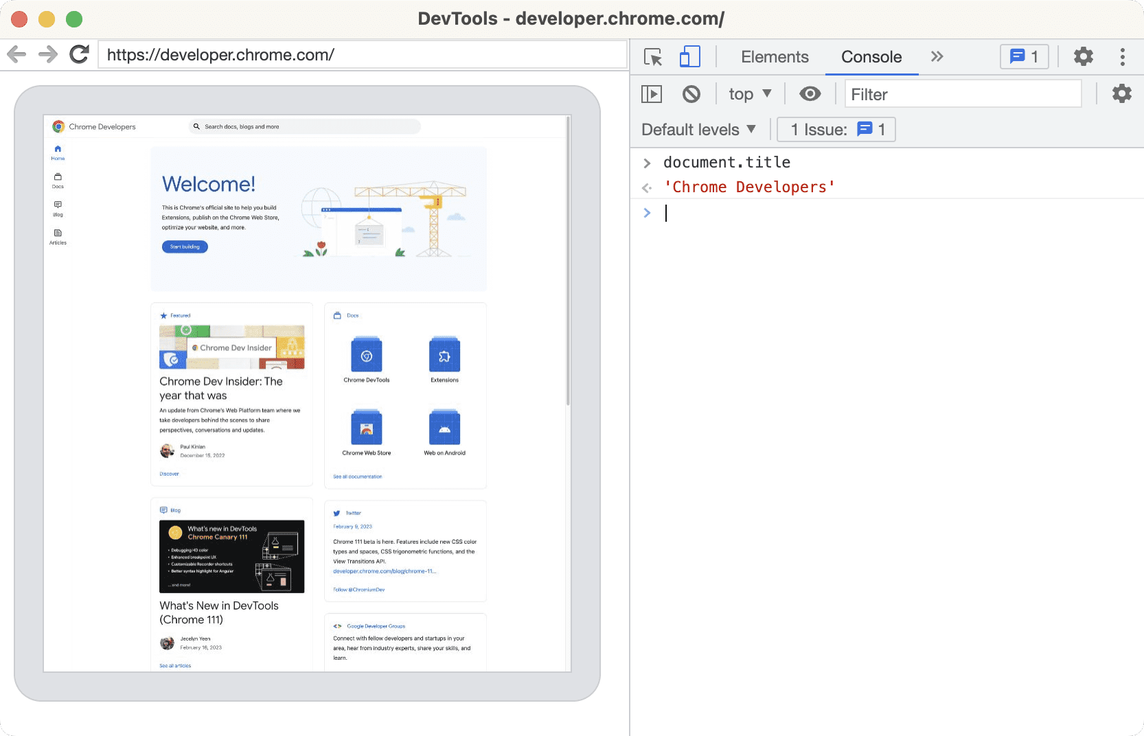 Công cụ của Chrome cho nhà phát triển có thể kiểm tra trang đích từ xa không có giao diện người dùng