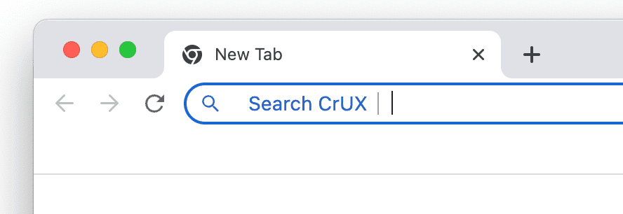 Kolom URL Chrome menampilkan perintah `Search CrUX`.