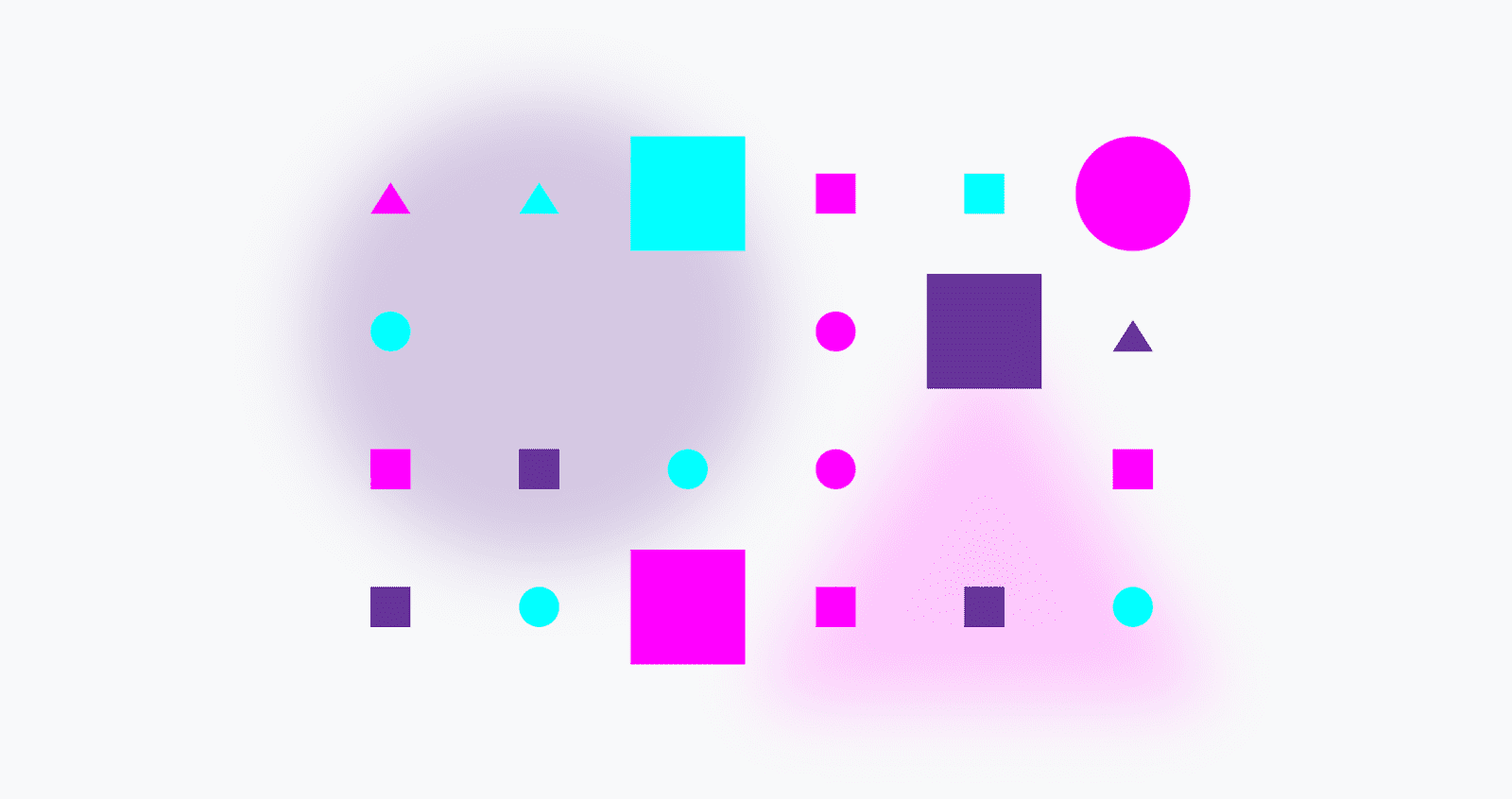 تحتوي الشبكة الملونة على أشكال صغيرة ومتوسطة فقط مرئية.