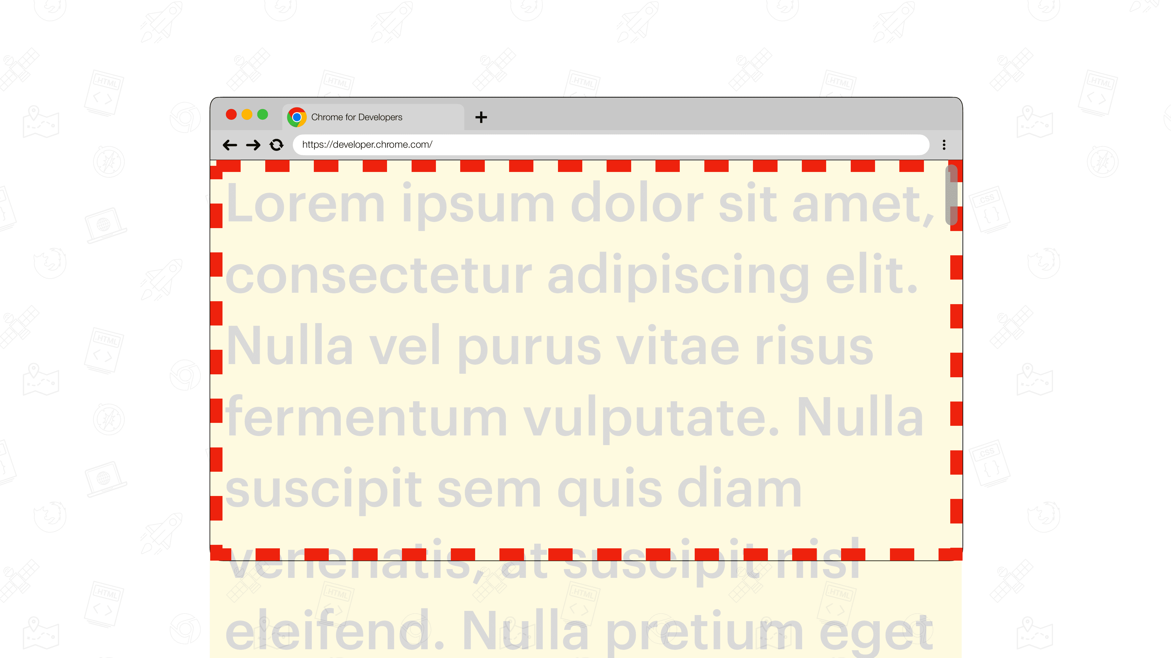 Illustrazione di un browser con una barra di scorrimento in overlay.