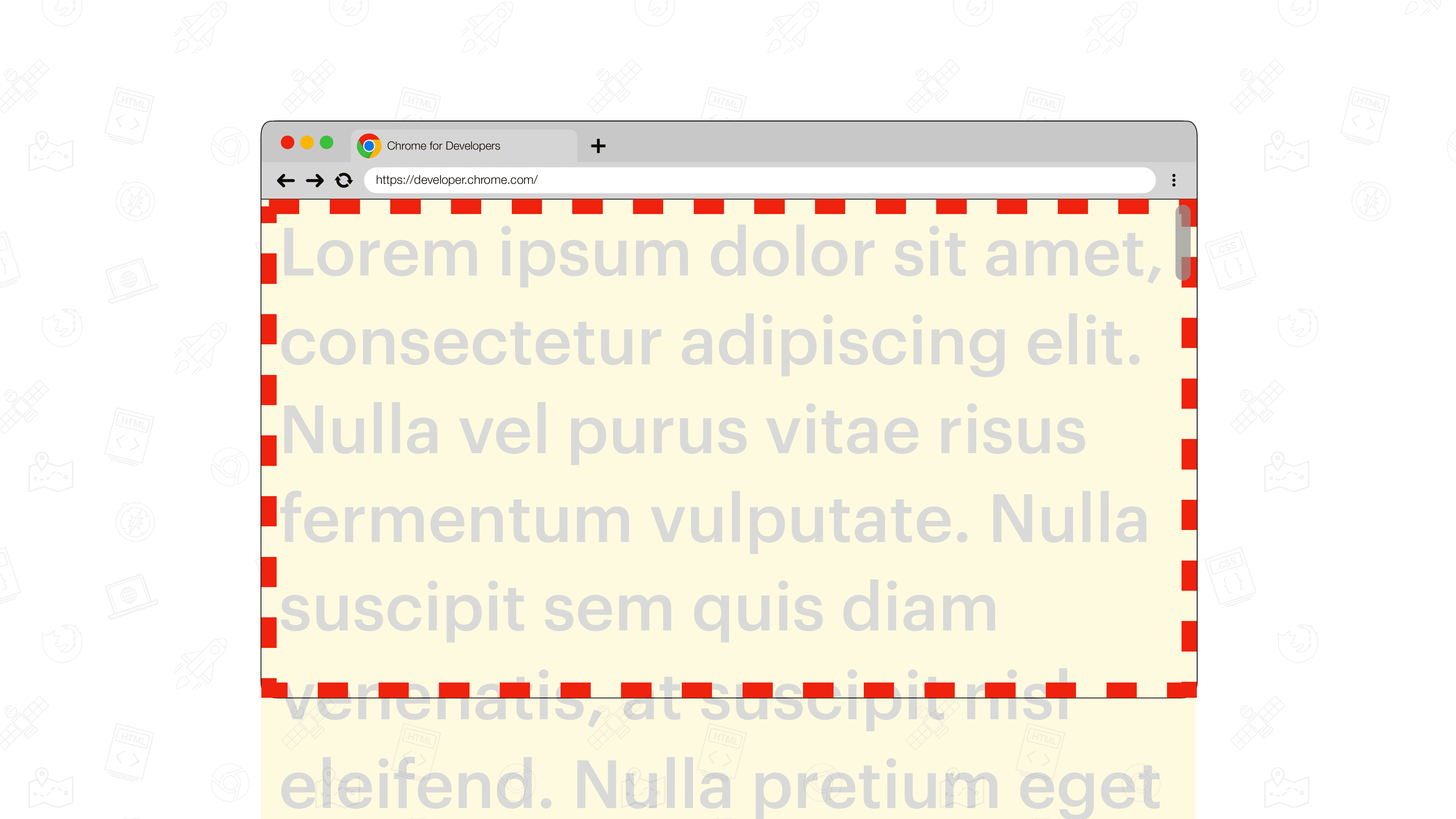 Illustratie van een browser met een overlay-schuifbalk.