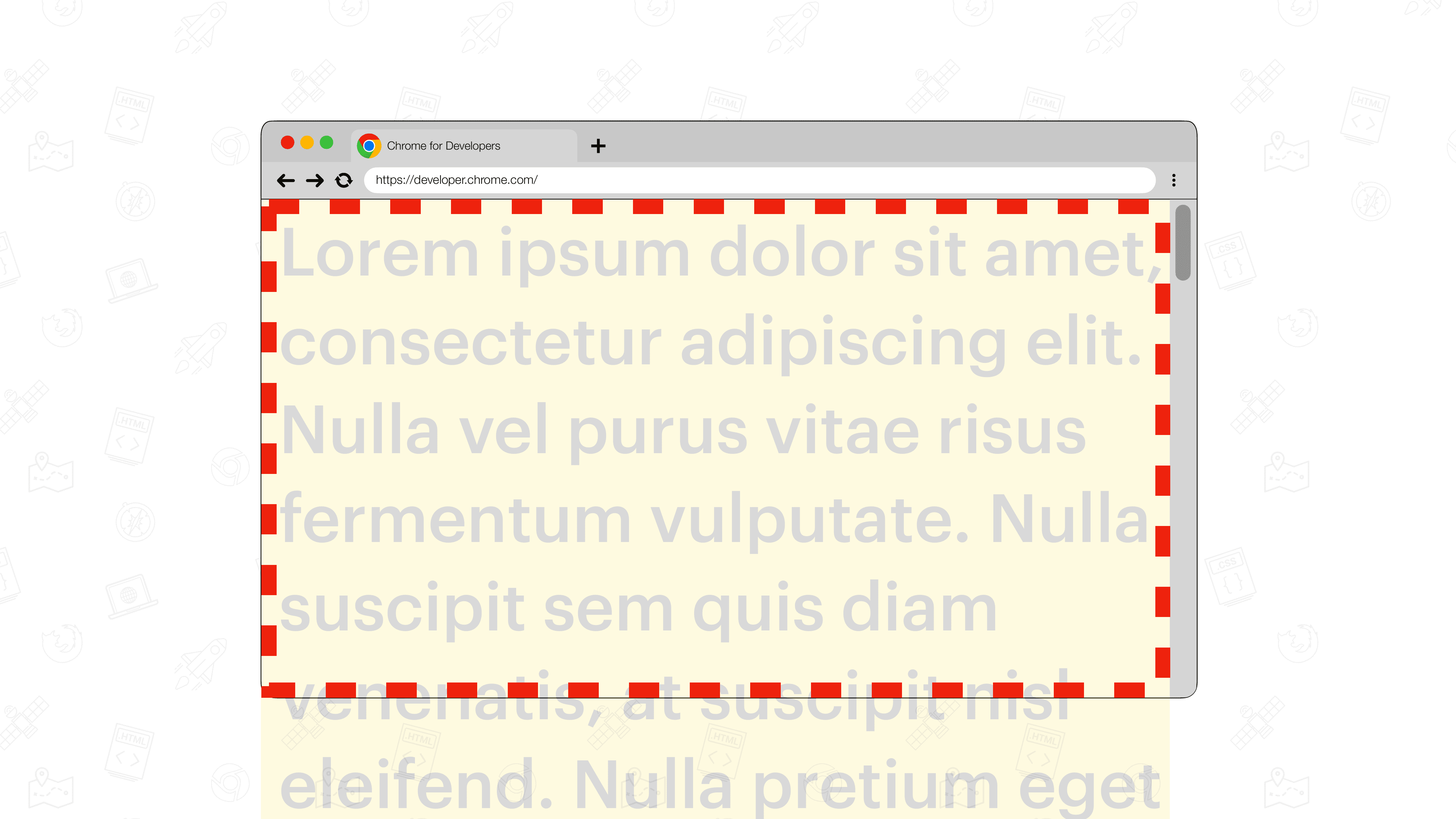 Illustratie van een browser met een klassieke schuifbalk.