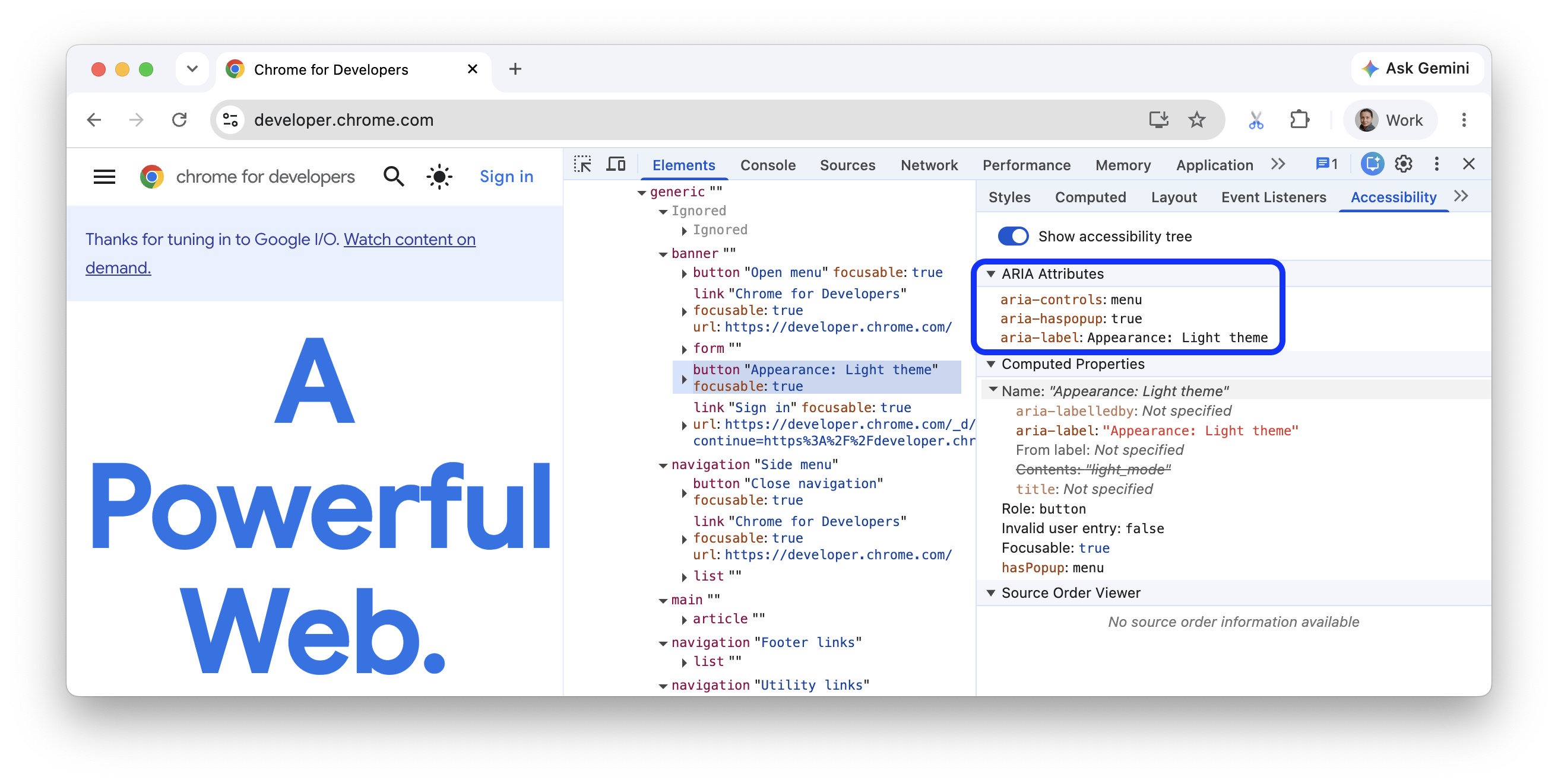 The ARIA Attributes section.