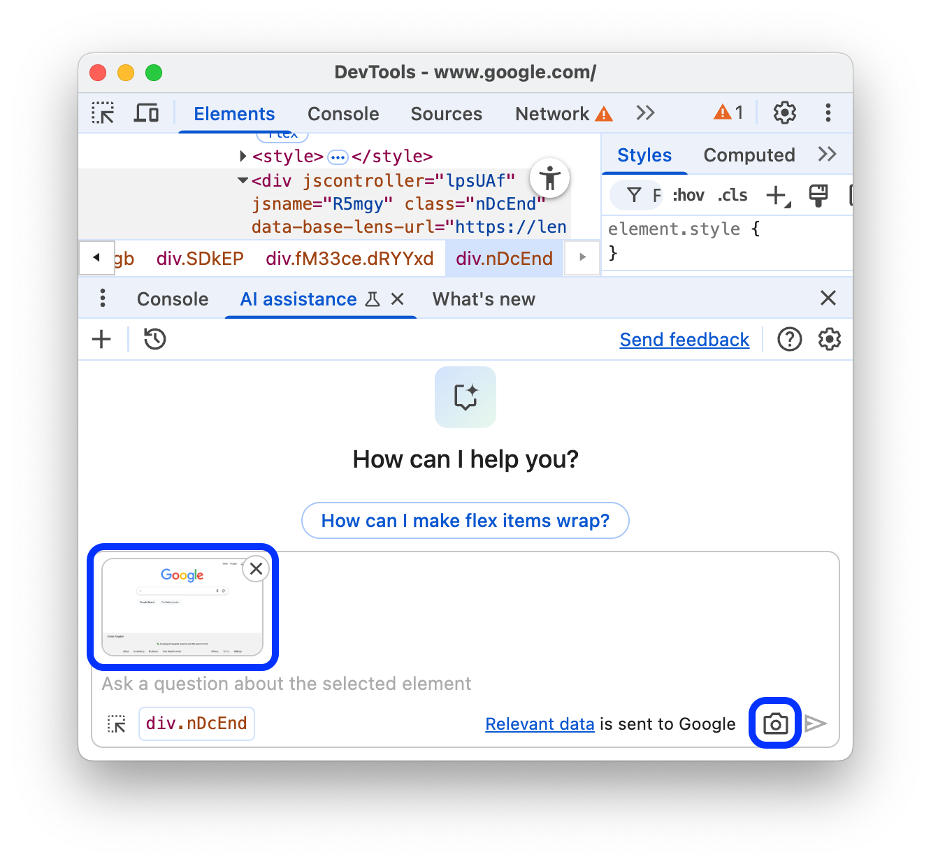 “截屏”按钮和输入字段中附加的屏幕截图。