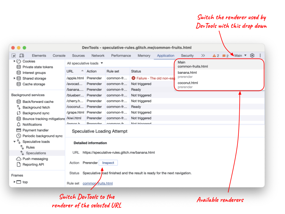 O Chrome DevTools agora permite trocar de renderizadores para os quais as informações são exibidas