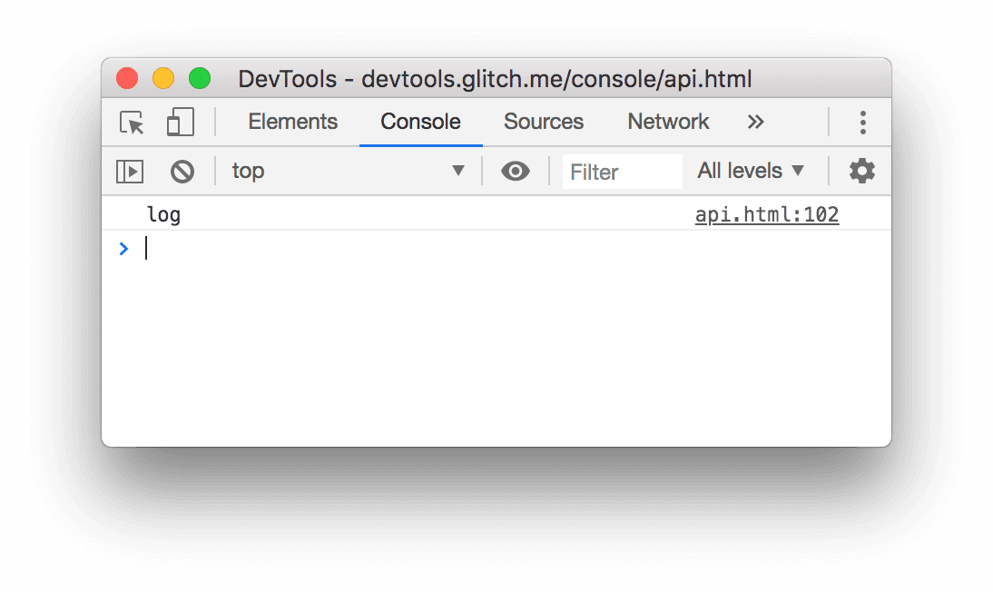 O resultado do exemplo de console.log() acima.