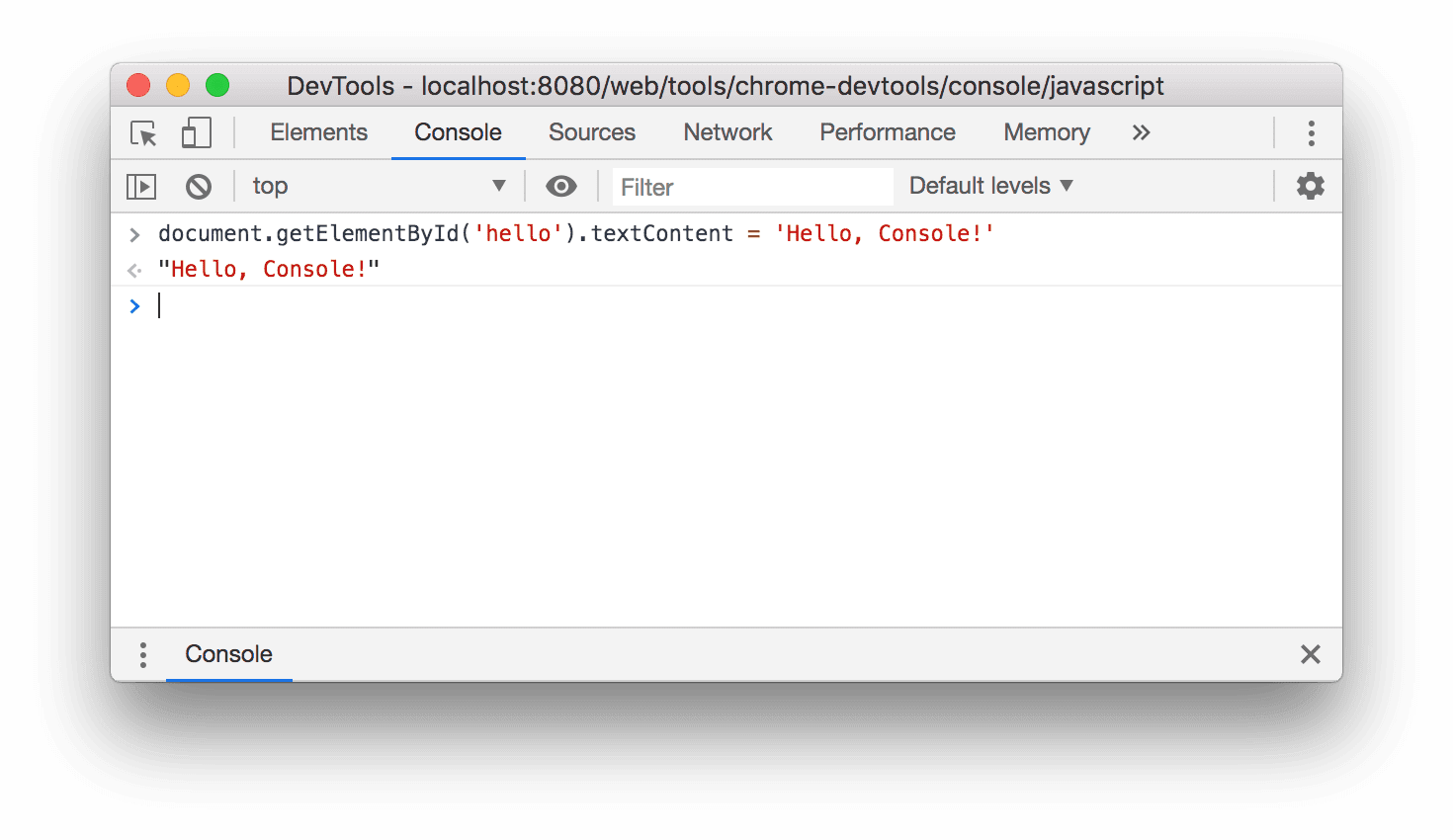 How the Console looks after evaluating the expression above.