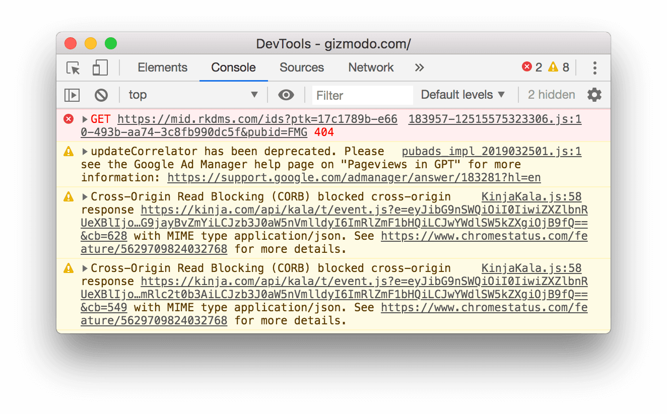 komunikat o błędzie 404 w konsoli;