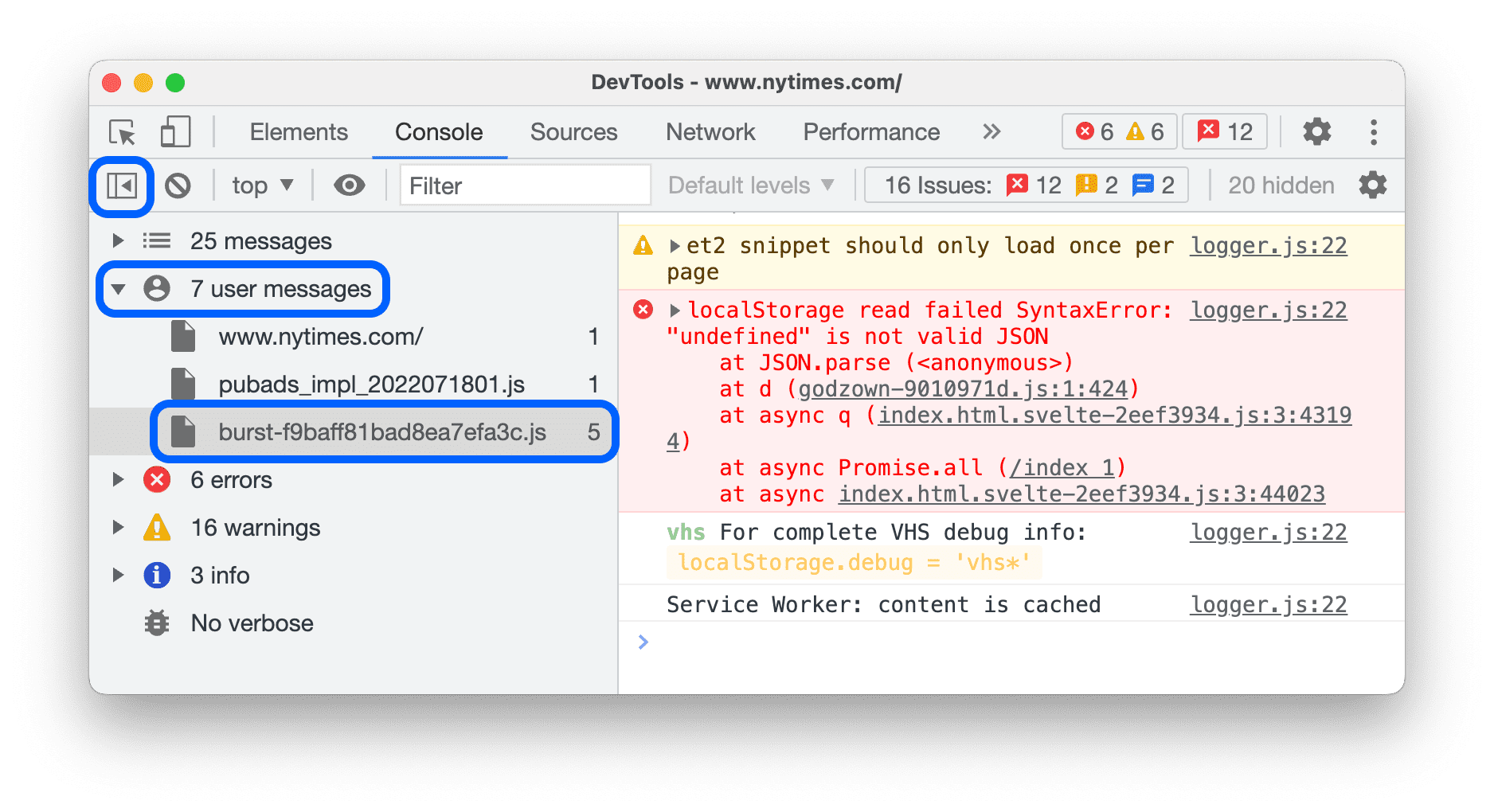 Visualizzare i messaggi da uno script specifico.