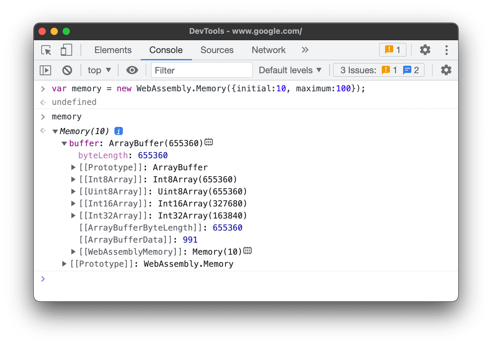 WebAssemblyMemory object.